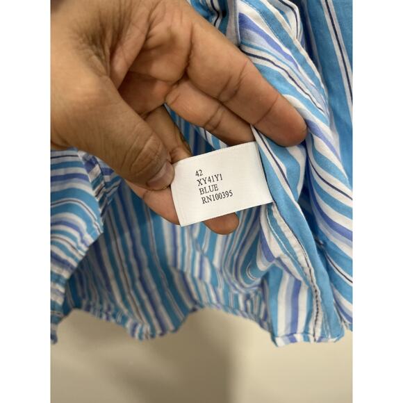 Nat Nast Coastal American Fit Retro Resort Striped Boho Preppy Button Up Shirt M - Picture 6 of 15